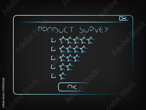 vector of pop-up window with star rating survey