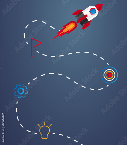 Start up concept , rocket launch , step by step