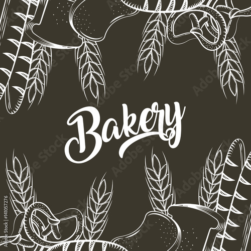bakery products over black background. vector illustration