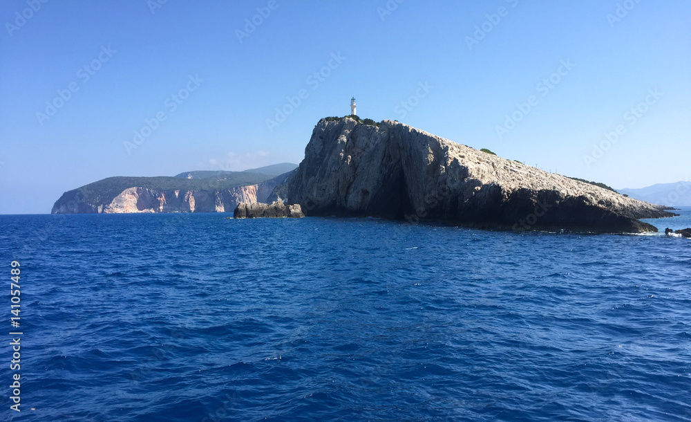 lefkada island, greece. lighthouse tower.