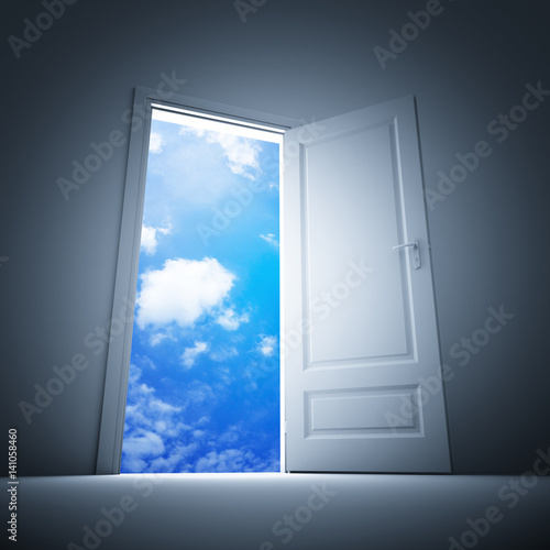 Door to sky. 3d illustration