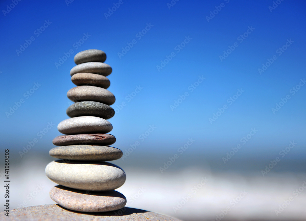 Stones pyramid on the beach Stones pyramid on the beach