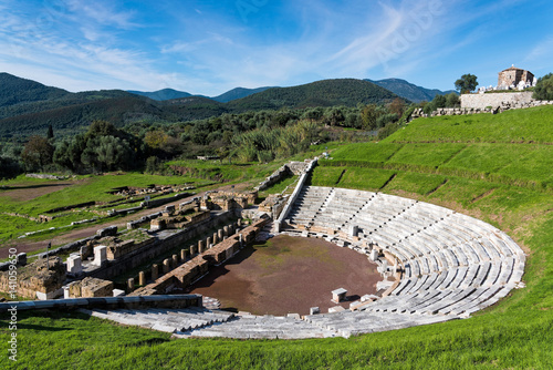 The Theatre in the archaeological site of ancient Messene in Peloponnese, Greece photo