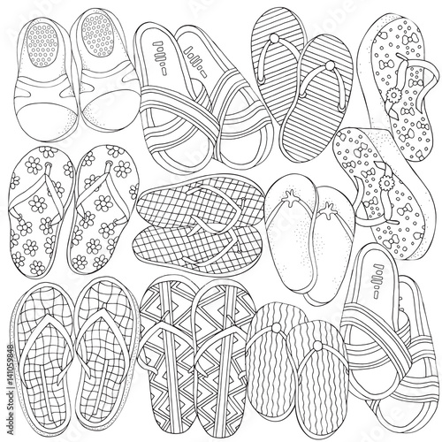 Hand drawn set of summer doodles elements.