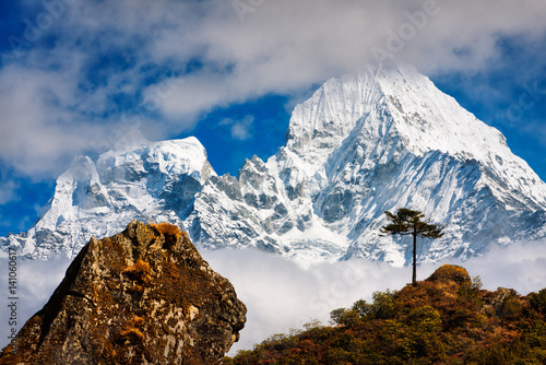 Mountain Tamserku on the way to Everest photo