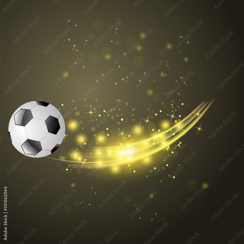 Fototapeta premium Sport Football Icon with Sparcles and Flares on Dark Background