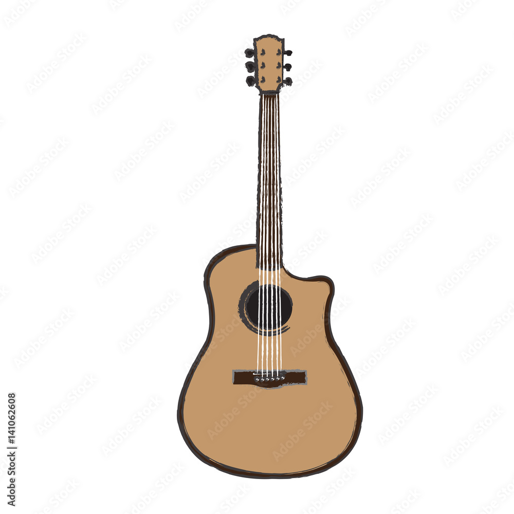 Isolated wooden guitar on a white background, Vector illustration