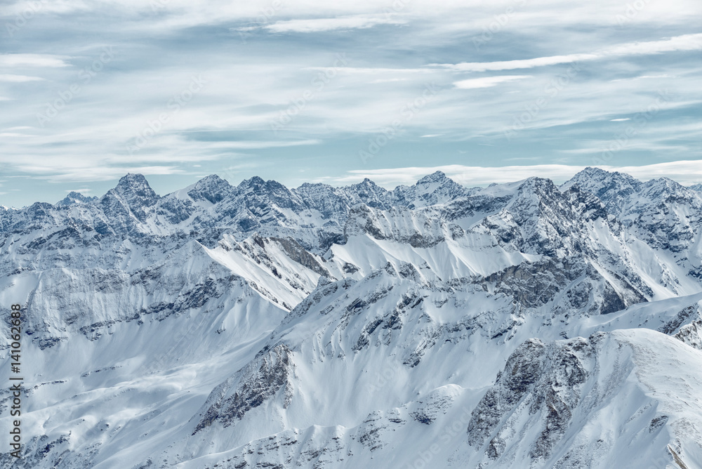 Obraz premium view from the Nebelhorn mountain, Bavarian Alps,
