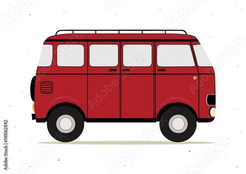 Cartoon red retro bus