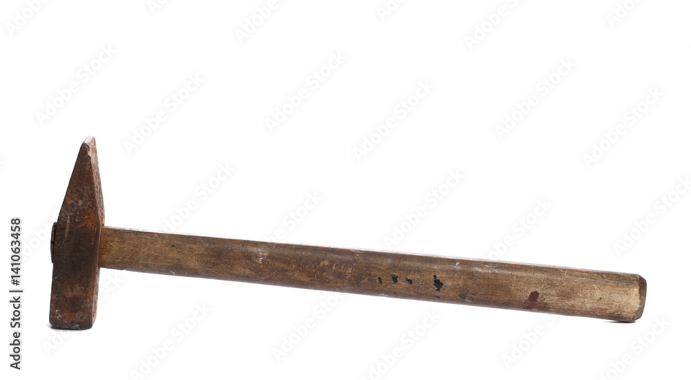 Old rusty metal hammer with wooden handle, isolated on white
Old rusty metal hammer with wooden handle, isolated on white