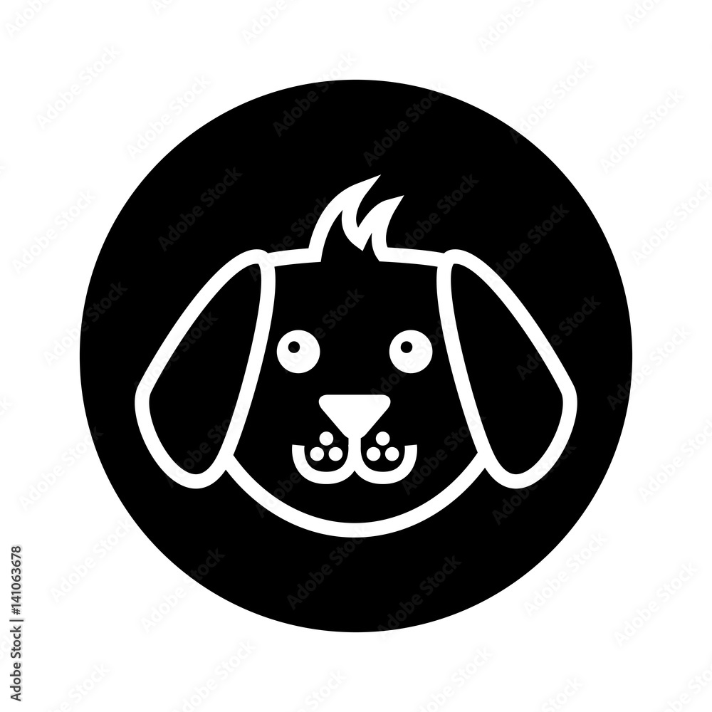cute dog mascot silhouette icon vector illustration design