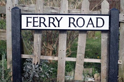 Sign; FERRY ROAD used to be a ferry here in Sussex