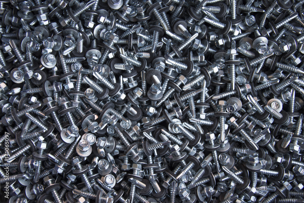 large number of screws with washer on them large number of screws with washer on them