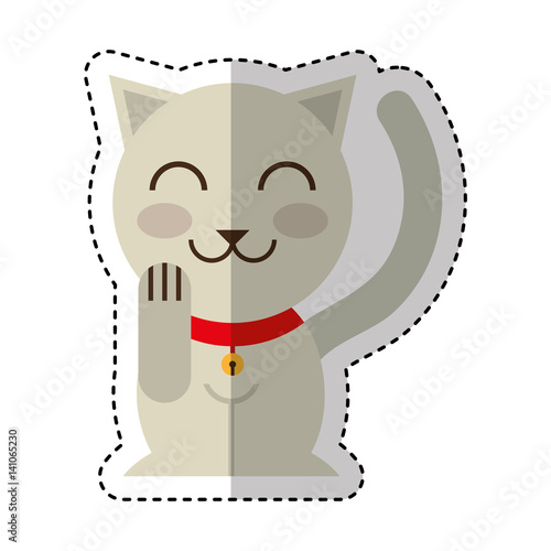 chinese cat lucky icon vector illustration design