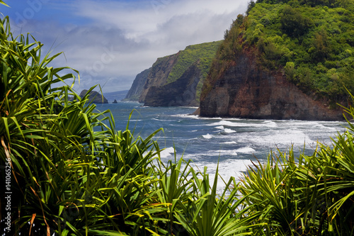 Pololu lookout coastline at North Kohala, Big Island, Hawaii