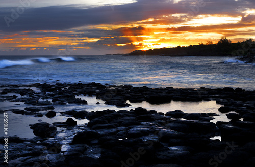 Surf  Sunset  Kauai  Hawaii