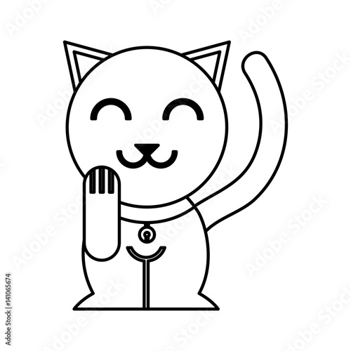 chinese cat lucky icon vector illustration design