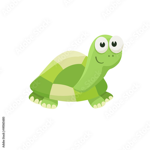 Adorable turtle illustration. Cute cartoon animal isolated on white background.