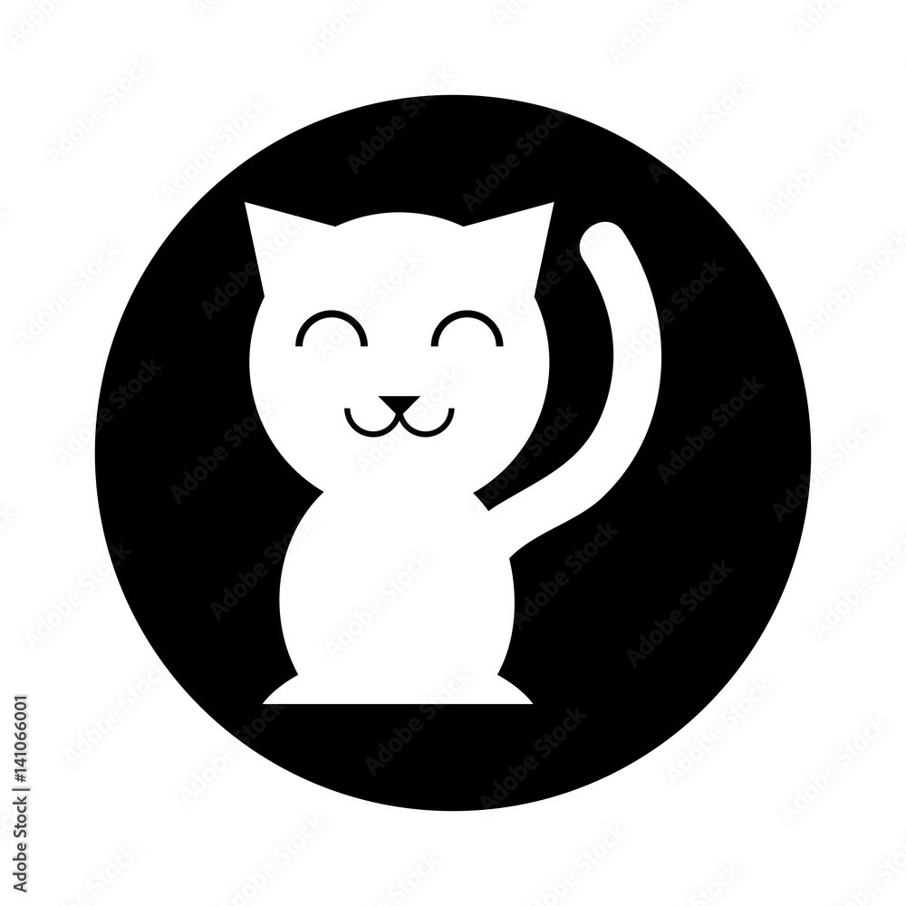 chinese cat lucky icon vector illustration design
