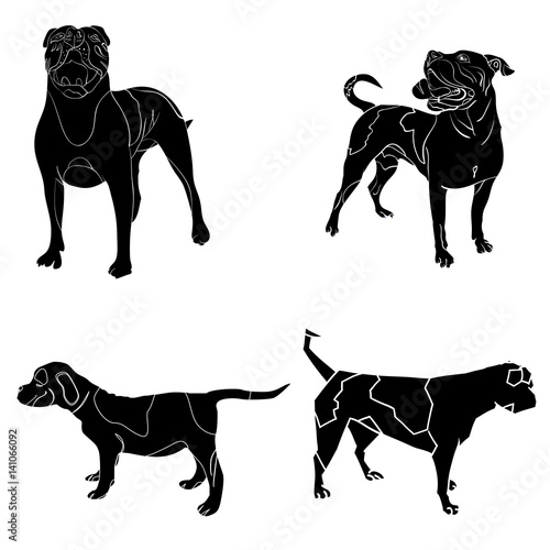 set of bulldogs silhouette