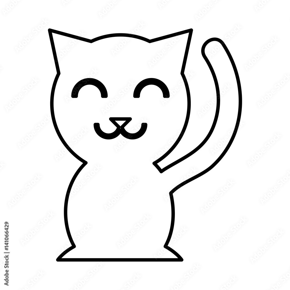 chinese cat lucky icon vector illustration design