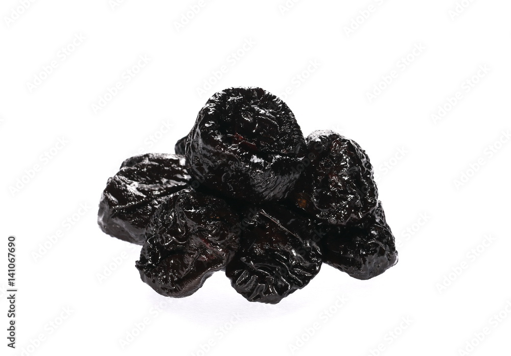 Dried prunes on isolated on white background Dried prunes on isolated on white background