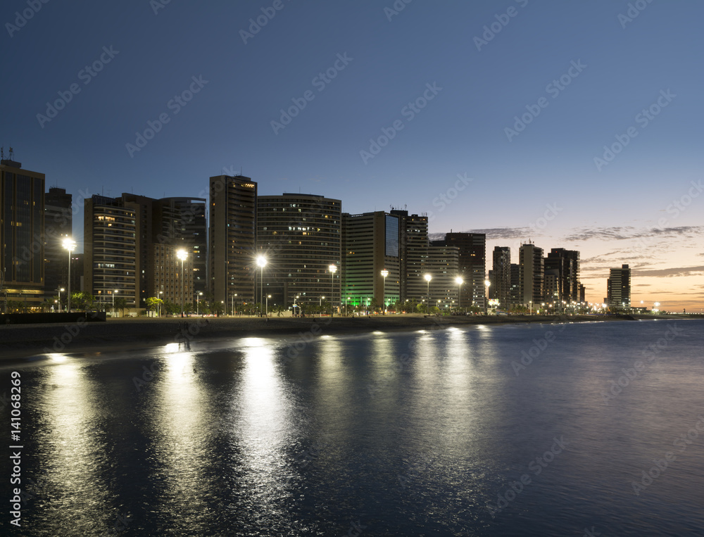 Fortaleza city skyline in the evening