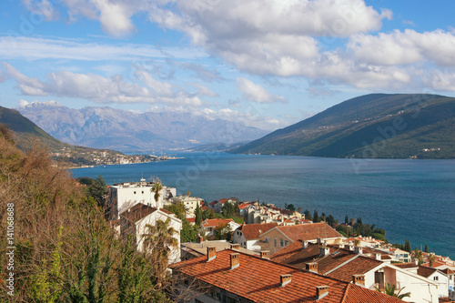 View of Herceg Novi town and Bay of Kotor. Montenegro