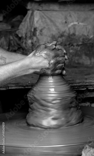 Obraz na plátně The technical definition of pottery all fired ceramic wares that contain clay when formed, except technical, structural, and refractory products