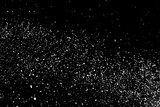 Falling realistic snow isolated on black background - design element