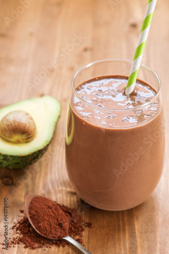 Healthy chocolate avocado banana smoothie