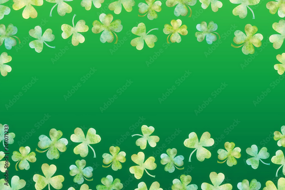 Watercolor green clover frame Watercolor green clover frame
