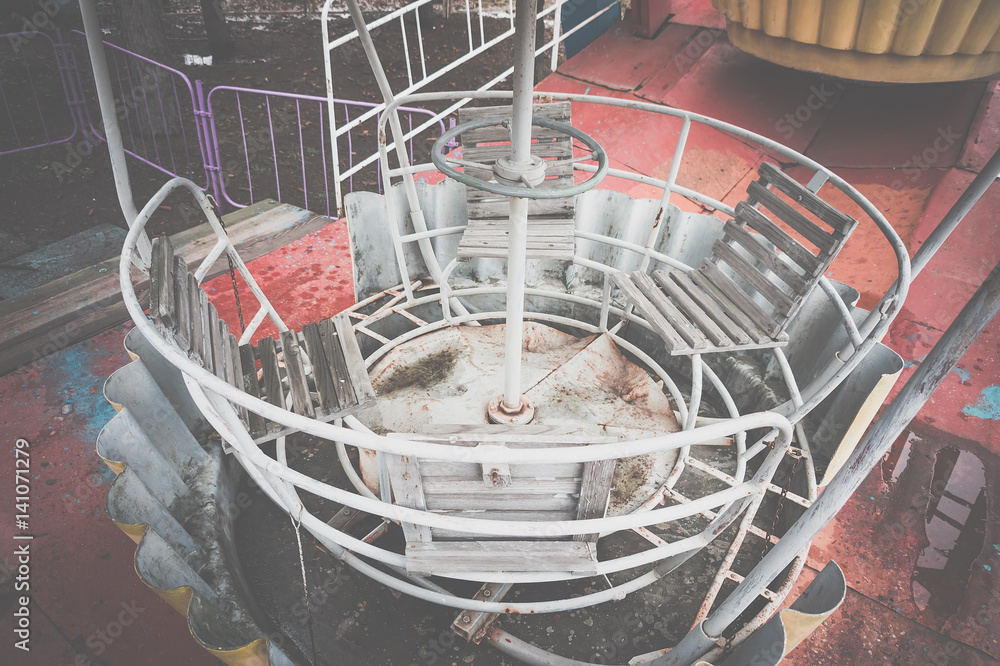 Ferris wheel in the old amusement park
