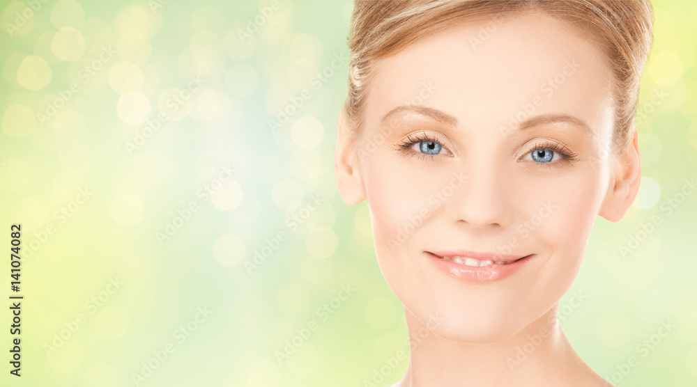 close up of beautiful young woman face close up of beautiful young woman face