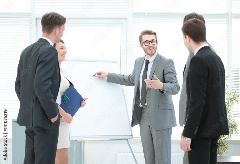 financial consultant makes the presentation of the new business financial consultant makes the presentation of the new business