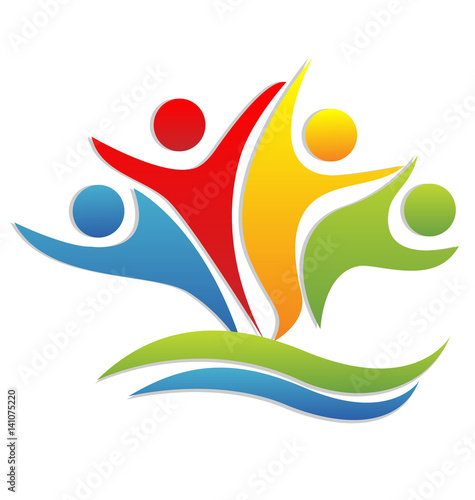 Happy successful people teamwork logo