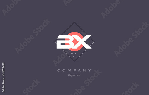 Free Download bx b x  vintage retro pink purple alphabet letter logo icon template - GFXLoad