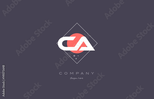 ca c a  vintage retro pink purple alphabet letter logo icon template