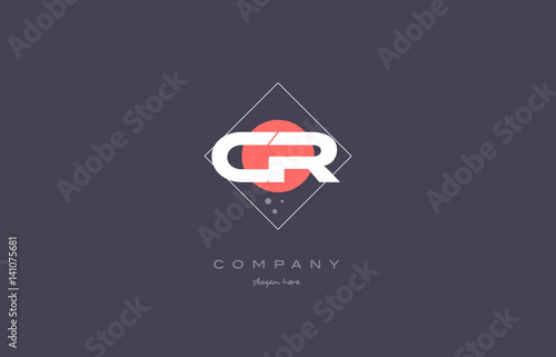 cr c r  vintage retro pink purple alphabet letter logo icon template