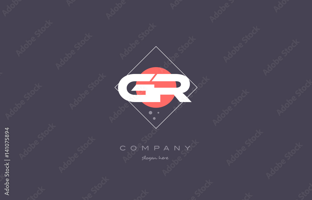 Fototapeta premium gr g r vintage retro pink purple alphabet letter logo icon template