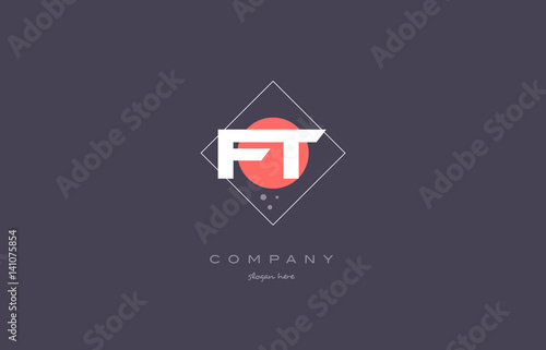 ft f t  vintage retro pink purple alphabet letter logo icon template