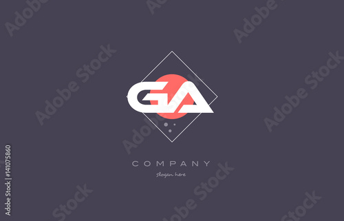 ga g a  vintage retro pink purple alphabet letter logo icon template