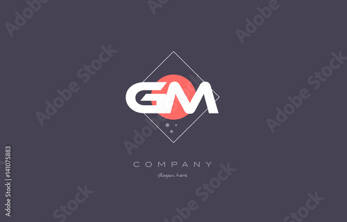 gm g m  vintage retro pink purple alphabet letter logo icon template