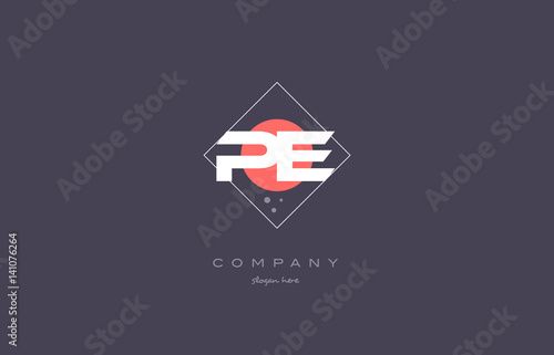pe p e  vintage retro pink purple alphabet letter logo icon template
