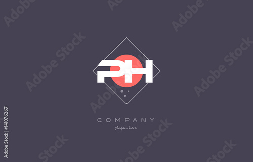 ph p h  vintage retro pink purple alphabet letter logo icon template