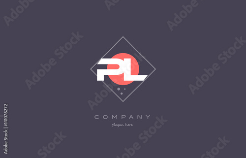 Free Download pl p l  vintage retro pink purple alphabet letter logo icon template - GFXLoad
