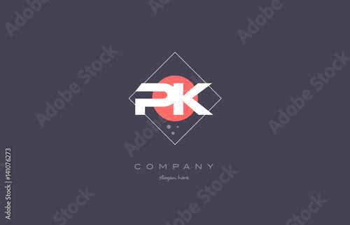 pk p k  vintage retro pink purple alphabet letter logo icon template