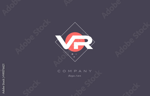 vr v r  vintage retro pink purple alphabet letter logo icon template