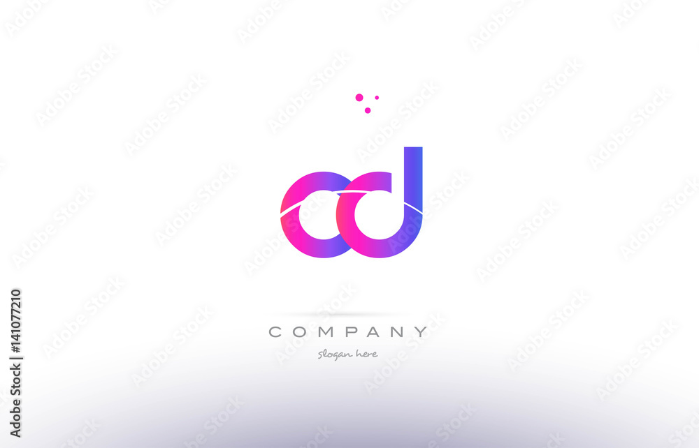 cd c d  pink modern creative alphabet letter logo icon template