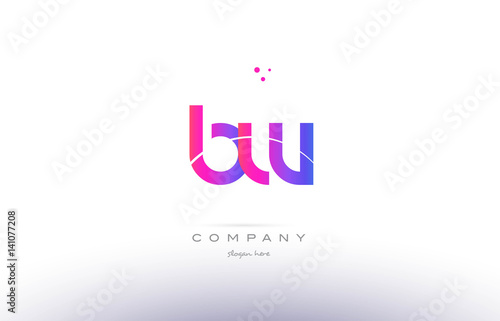 bw b w  pink modern creative alphabet letter logo icon template